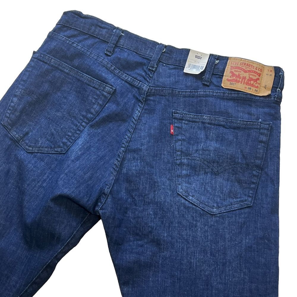 Levis 501 Original Fit Men's Jean 38x34 Blue Denim Dark Wash Straight 00501-0115